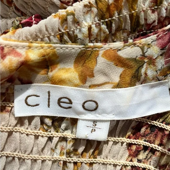 CLEO-Floral Smocked Blouse | Long Sleeve Sheer Boho Top | Size Small - Picture 12 of 14